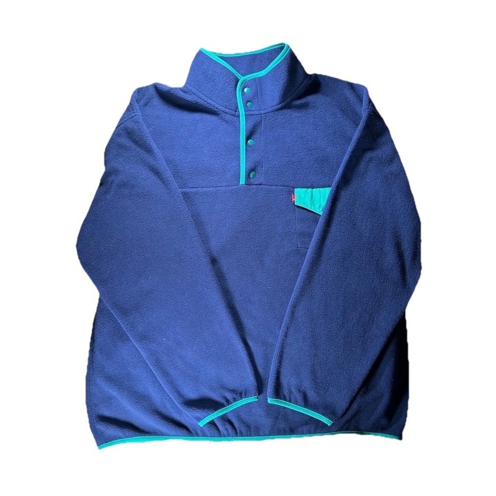NEW Levi's Pullover Mens XL Blue Relaxed Fleece Pullover Snap Mock Neck Sweater